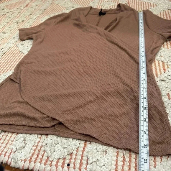 W5 Anthropologie neutral brown faux wrap top - Picture 5 of 6